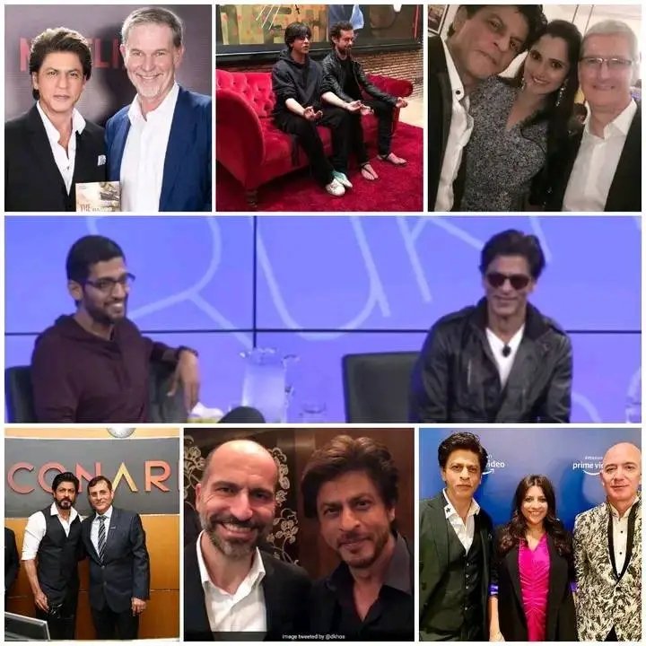 Google CEO met SRK
 
Twitter CEO Met SRK 

Apple CEO Met SRK 

Netfiix CEO Met SRK 

Fox CEO Met SRK 

Conares CEO Met SRK 

Uber CEO Met SRK 
 
Founder Of Amazon & World’s richest person Jeff Bezos Met SRK

 #GlobalStarShahRukhKhan
#Jawan https://t.co/06W8cChygg