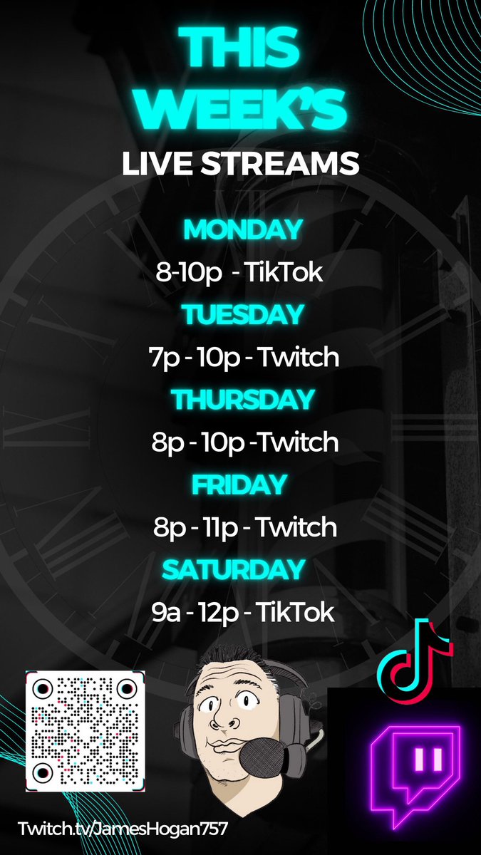 We’re gonna get back on track with the streams this week. The goal going forward is to purchase the following; 

1) better PC for better streams
2) better computer chair
3) drawing tablet for art streams. 

Stop by if youd like, lets have some fun! Linktr.ee/jameshogan757