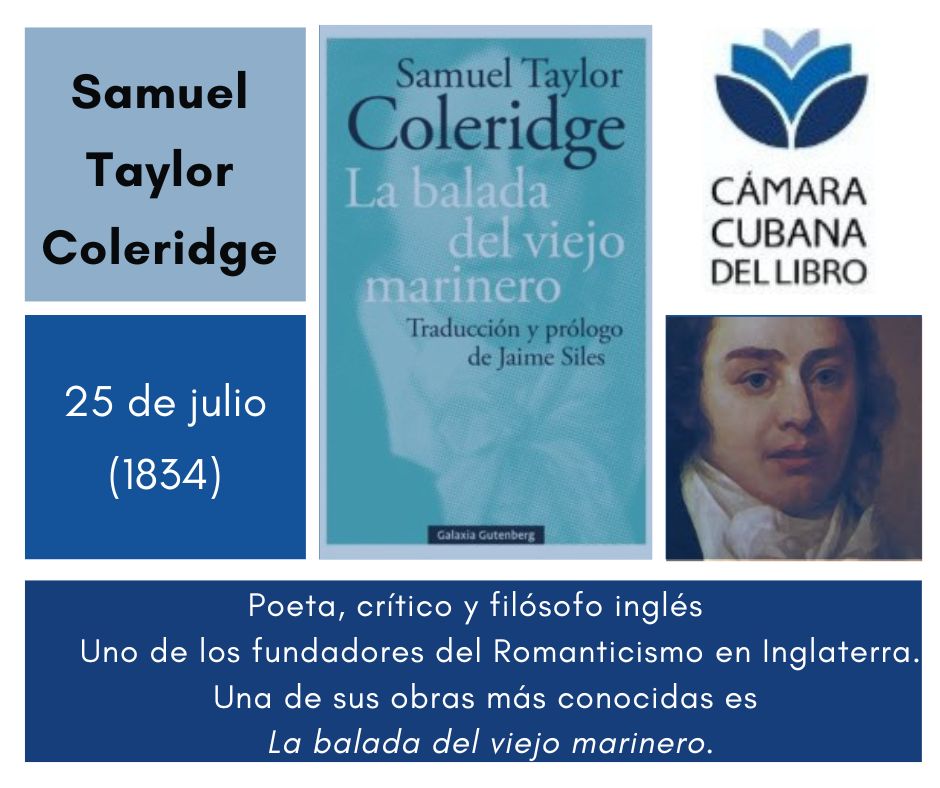 #CCLRecuerda| Poeta y filósofo, fue uno de los precursores del movimiento romántico inglés.

#CámaraCubanaDelLibro #LeerEsCrecer #CubaEsCultura