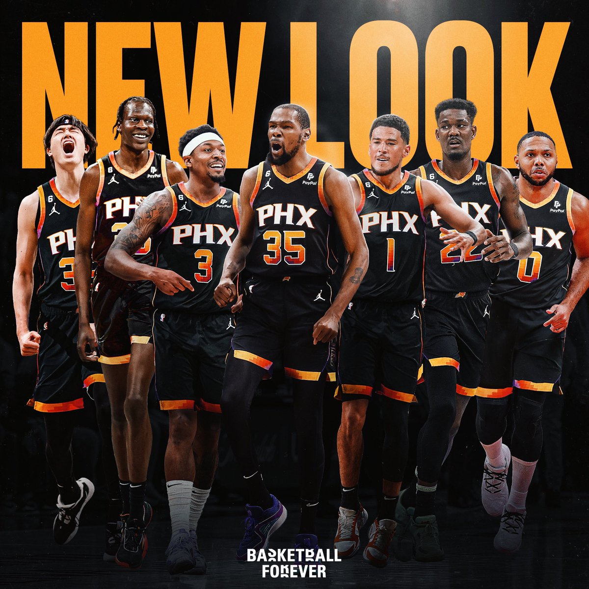 AndrewLeezus's tweet photo. Devin Booker
Bradley Beal
Josh Okogie
Kevin Durant
Deandre Ayton
Eric Gordon 
Jordan Goodwin
Damion Lee
Keita Bates-Diop
Yuta Watanabe
Ish Wainwright
Drew Eubanks
Chimezie Metu
Bol Bol 
Toumani Camara

The Suns have the BEST roster we’ve seen in YEARS… https://t.co/l3mymHcKQl