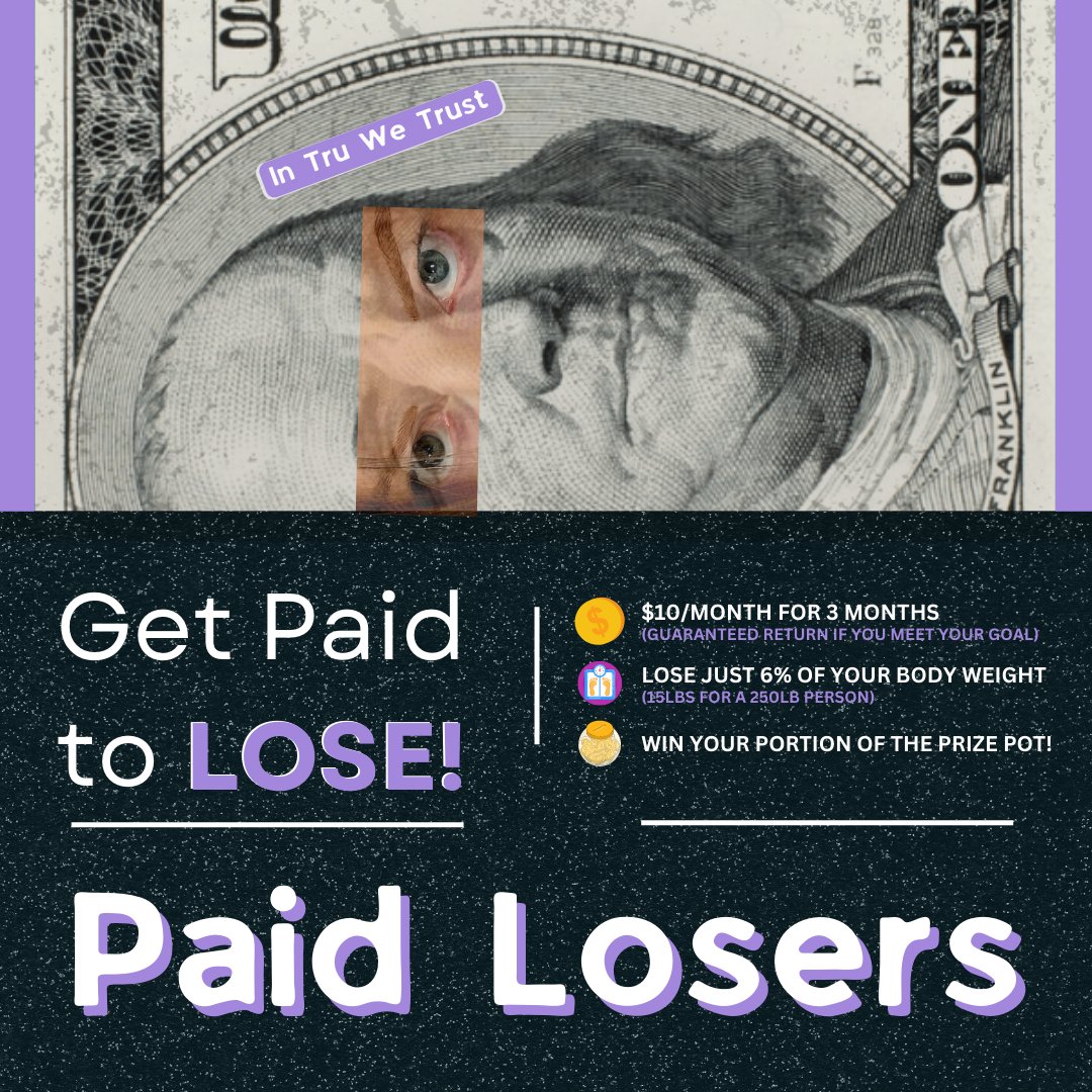 Interested in what this 'getting paid to lose weight' business is all about, but can't commit now?
Join the Tru's Paid Losers Challenge (Sep. 1st to Nov. 25th) &amp; see what you think. Just may be the motivation you've been looking for!

healthywage.com/referral/jackp…

#loseweight #getpaid