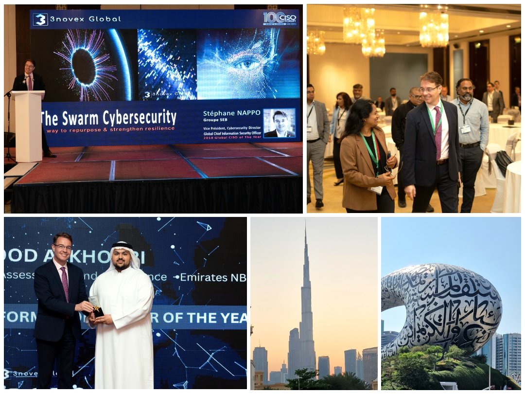 #Cybersecurity community has no borders. Back in Dubai for 2 days. Sharing with great peers at #100CISOawards by @3novex. Early detection, Response, API security... Sharing cyber knowledge is a leading pillar for a safer future #Infosec #CISO #CSuite #Dubai #UAE #KnowledgeSharing