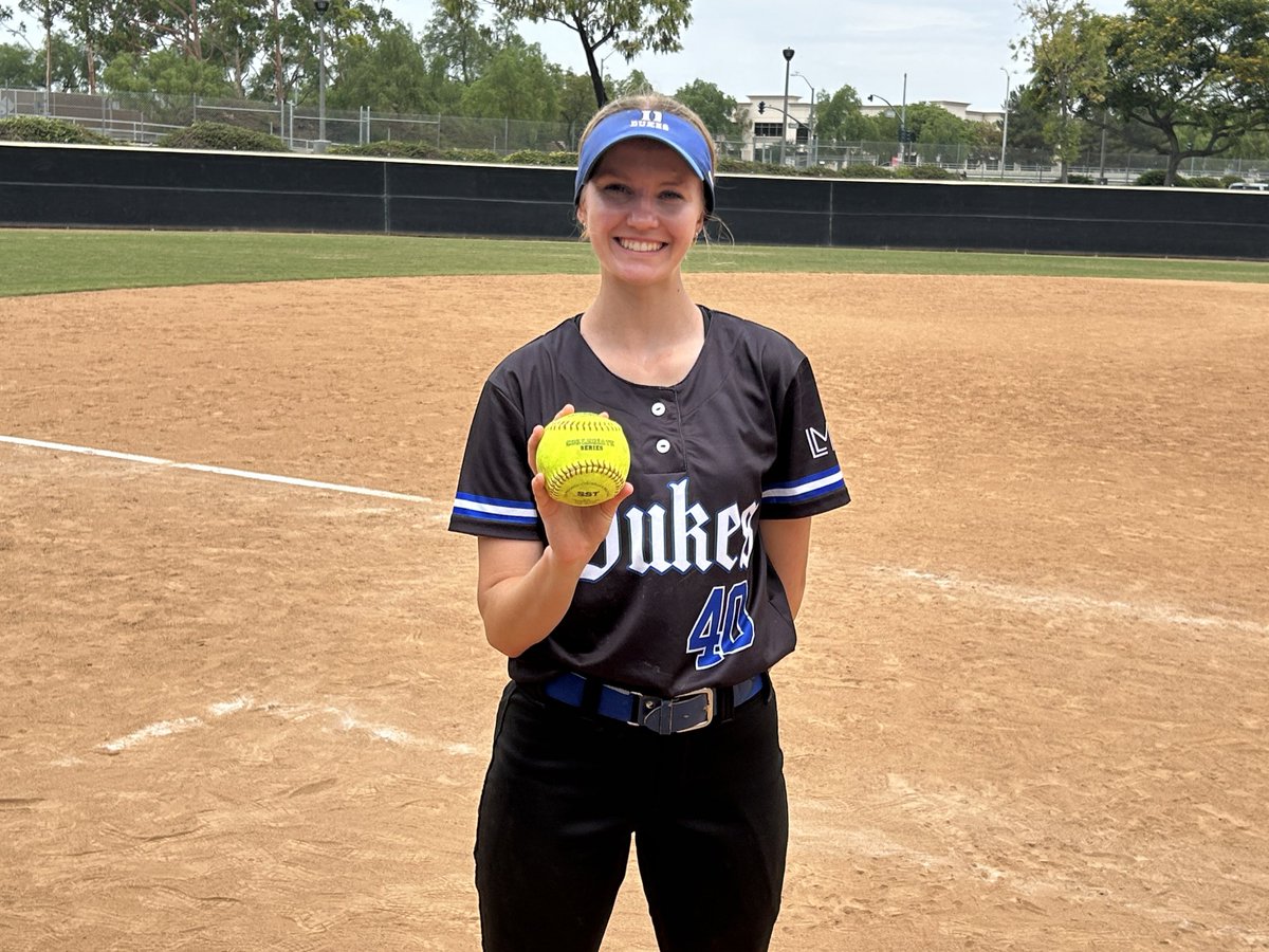 DukesFanelli's tweet photo. Another great day of softball in Cali!  Tied today in last pool play game and @SageSerdinsky was great on the mound giving up zero earned runs…beach party is next! https://t.co/tIjJUGzNBp
