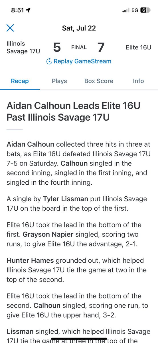 Aidan_Calhoun5's tweet photo. Huge thanks too @GMBStl for a great tournament. After 3 games, I went 6-8 at the plate, including 3 RBI’s, 1 BB, and 4 SB. Game 3 Included a go-ahead 2 RBI double in extra innings. 

No pitching this weekend.  

@EHSEaglesBBall #uncommited https://t.co/O7YF9JVbOe