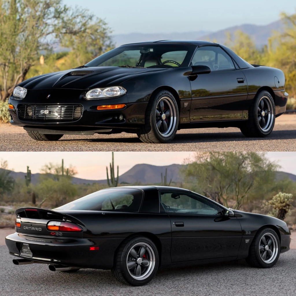 Bringatrailer's tweet photo. This 2001 Chevrolet Camaro is an Intimidator SS example fitted with the GMMG Phase 2 Performance Package and powered by a 5.7-liter LS1 V8 mated to a six-speed manual transmission and a limited-slip differential. It’s listed now with no reserve on BaT:
https://t.co/Huo7tfAu20 https://t.co/aNXnwp5mIM