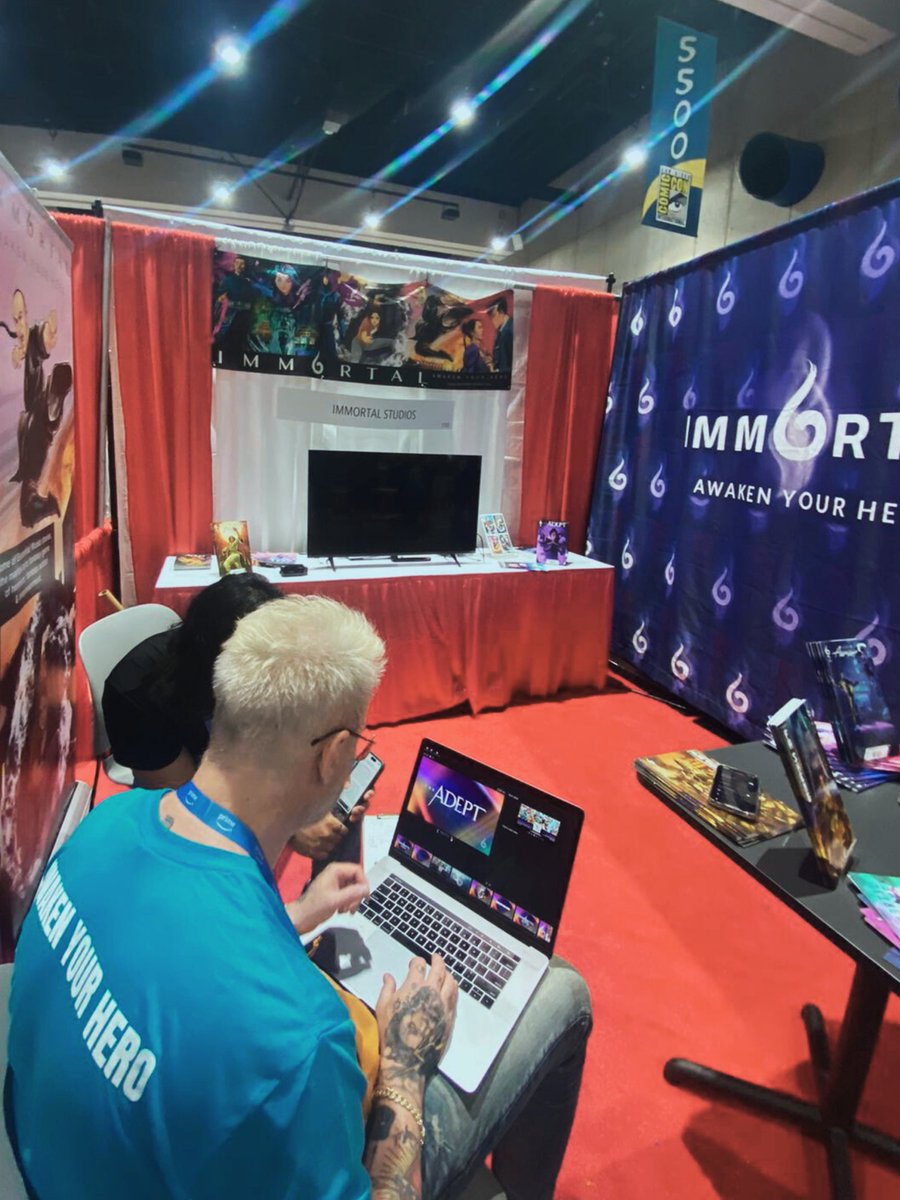 ImmortalWuxia's tweet image. **IMMORTAL 2.0 ACTIVATED**

A few quick recaps of #TEAMIMMORTAL shining bright and awakening heroes once again at this year's San Diego Comic-Con Event 2023.

(Part 1) 
#wuxia #martialworld #comics #SDCC2023 #SanDiegoComicCon #paneldiscussion #entertainment