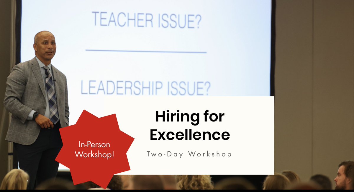 I’m jacked to offer a 2 day workshop on Hiring for Excellence in Chicago IL on October 24-25. School leaders everywhere are sharing that my 12 Step Framework is showing great results. Looking to improve your hiring process and takeaway proven resources that work? Then this…