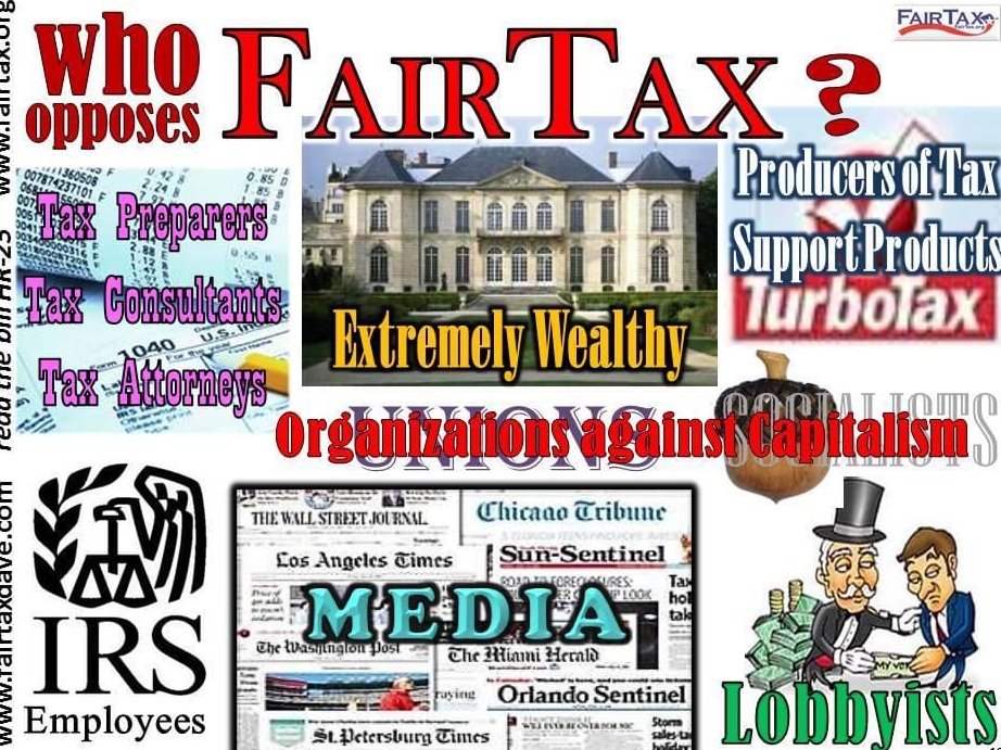 FairTaxOfficial's tweet photo. Everyone who opposes #FAIRtax is typically doing it for a selfish reason. Follow the money. https://t.co/QQy45oACGh https://t.co/M5T7iYB5Ne