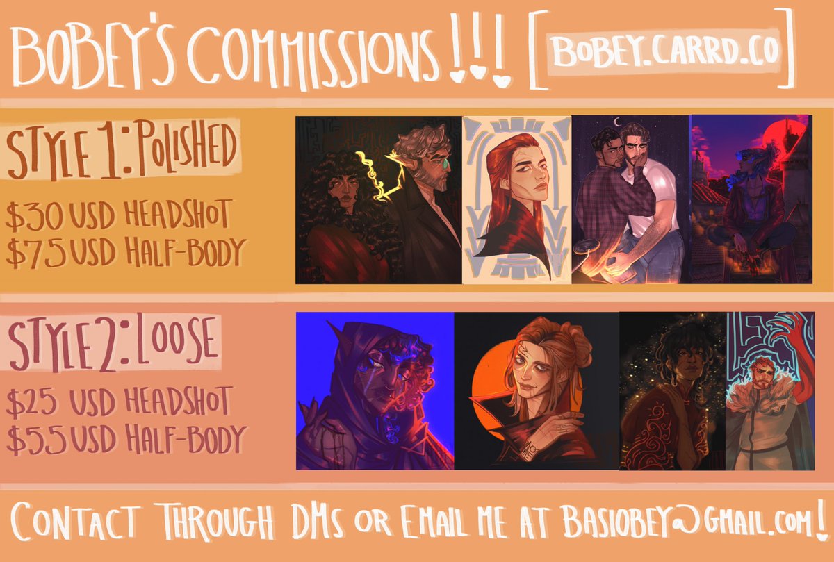 it’s been a while but hiii im baz :) i realized i never made a proper commission post so here we go! i’d love to draw for you (whether you’re interested in ocs, fanart, real people, etc)💛 the carrd in my description has more info if you’re interested and thank you so much!!