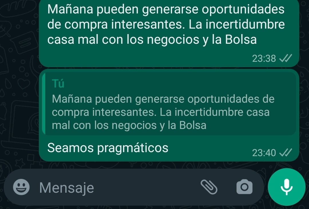 iparatx's tweet image. Toque de corneta sobre las operaciones desarrolladas.

Pasamos a #Defcon2 y pongo en alerta la provisión de efectivo

"La incertidumbre casa mal con los negocios y la Bolsa"

#Pragmatismo #EleccionesGenerales2023
#Atento