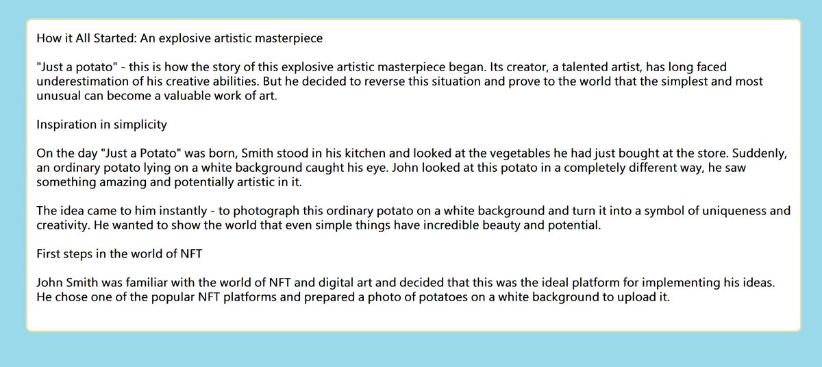 Metaverse_Eva's tweet photo. How it All Started: An explosive artistic masterpiece
https://t.co/0R0ITXrTNQ
#OpenSeaNFT #Bitcoin #nft #news #crypto #cryptocurrency #ElonMusk #eth #Ethereum #potatoes #opensea #artwork #auction #Odesa https://t.co/rR4gwY7sa3