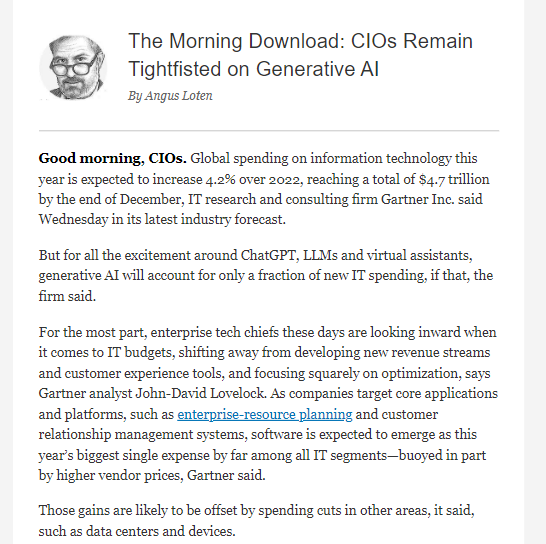CriticalAI's tweet image. It would appear, according to WJS's column for CIOs, that enterprises aren't rushing to respond to #AIHype. @STS_News may be interested in these figures.