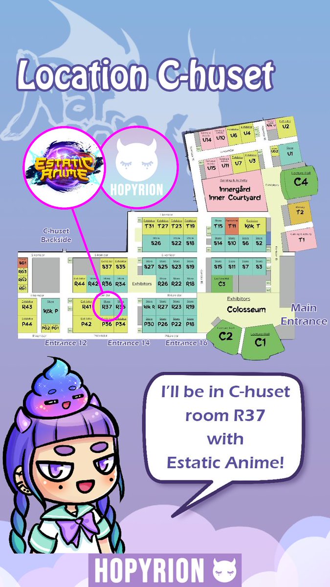 Hopyrion's tweet photo. NärCon countdown! 🎉✨ I'll be in C-huset room R37 sharing with Estatic Anime 💜🙌 Come say hi if you're there! 😚 See you @narcon! https://t.co/s9JEp6cTam