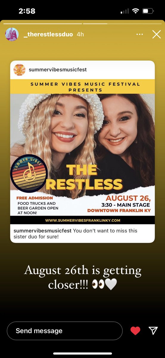 RestlessPage's tweet image. August 26th 3:30 pm Franklin,KY show! Can’t wait!