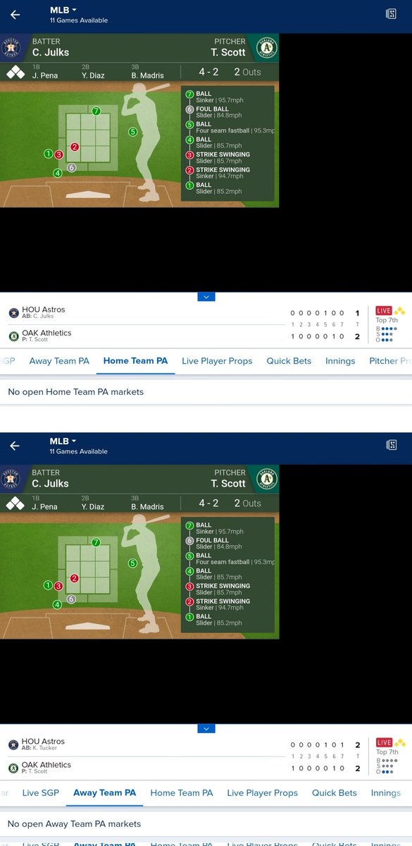 ATTENTION: Another Day of CHEATING by @FanDuel @FDSportsbook Today HOU Astros and OAK Athletics Away Team PA and Home Team PA is closed! #Bettors #Bets are being CHEATED daily out of $$$! @FBI  PLEASE LOOK INTO CHEATING BY #FanDuel #FDSportsBook STOP CHEATING! We have PROOF: https://t.co/nKdRxYNro5