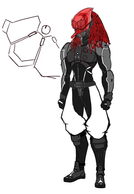 寝れなかったので止めていた創作の続き描いた 