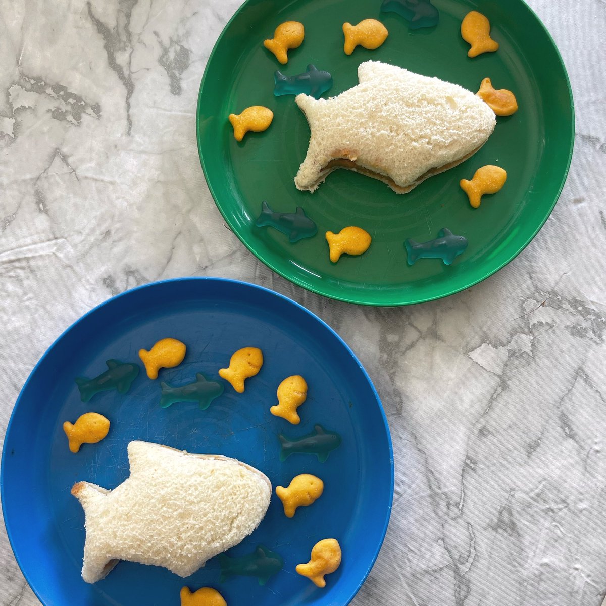 RealityRomo's tweet photo. Filling up with a shark themed PBJ for #sharkweek https://t.co/e4IMvD9joD