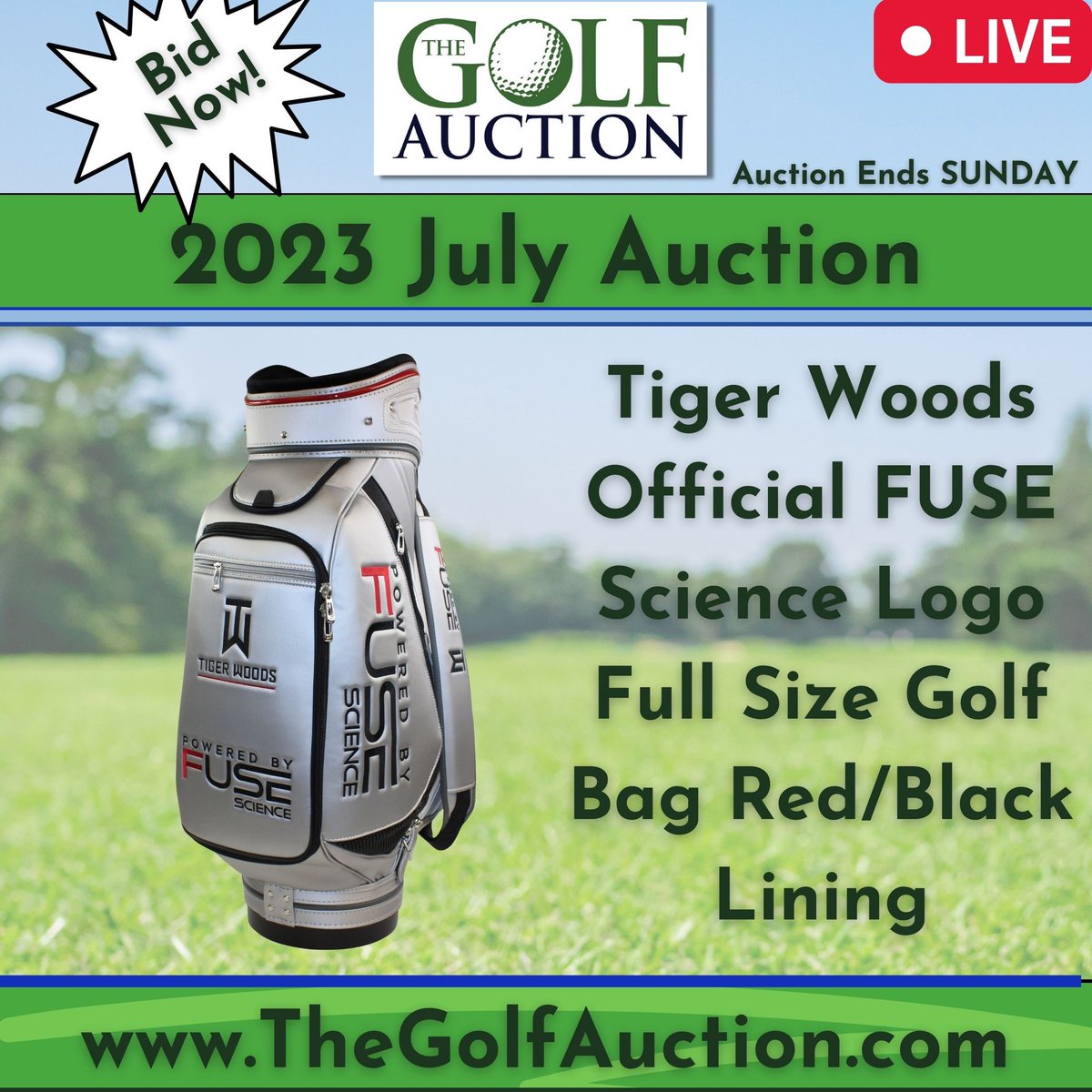 A highly desirable golf bag that will get tougher to acquire is this Tiger Woods Official FUSE Science Logo Full Size Golf Bag Red/Black Lining. Don’t miss this chance. The auction closes at 10pm ET TONIGHT, place your bids now! #tigerwoods #golf

https://t.co/I0e1RMsh8L https://t.co/VObLe2wqox