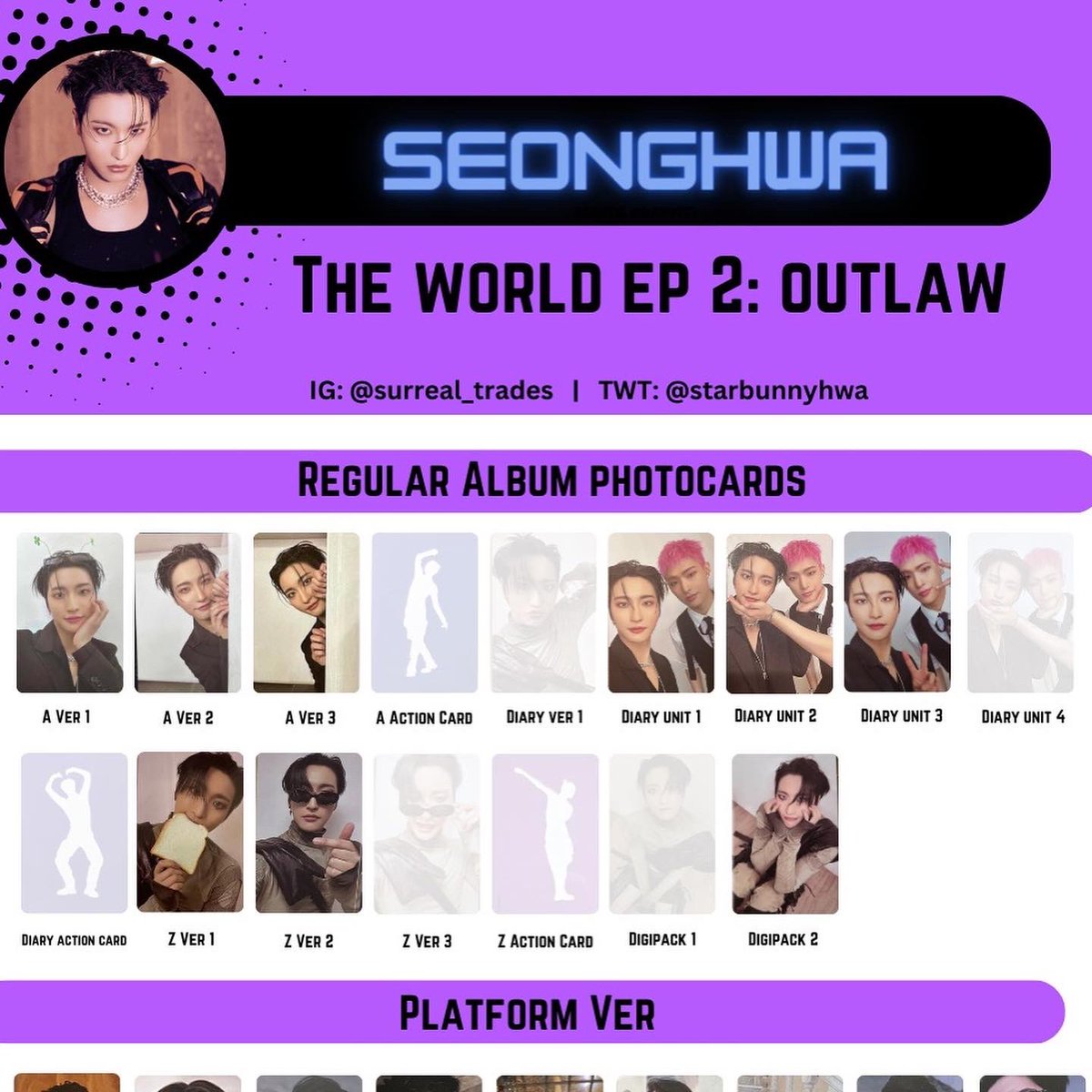 shadowmozez's tweet photo. 🐐WTT ATEEZ The World Ep.2: Outlaw pcs🐐
Have: Hongjoong, Yunho, San, Mingi, Wooyoung, Hongjoong/Jongho unit
Want: Mingi or Seonghwa
USA 🇺🇸
--
trade trading album ver us united states #wttateez #ateeztrade #wtthongjoong #wttyunho #wttsan #wttmingi #wttwooyoung #wttjongho https://t.co/mmLmMv9fDL