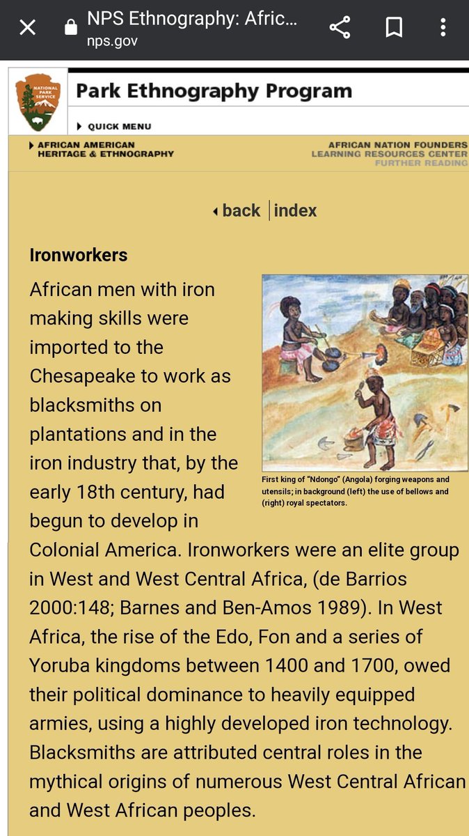 xspotsdamark's tweet photo. Africans taught Americans advanced ironwork techniques. Even the U.S. government admits it.  This should be common knowledge. Enslaved Africans made America the leading producers of iron &amp; steel. https://t.co/UDeVmkIugq