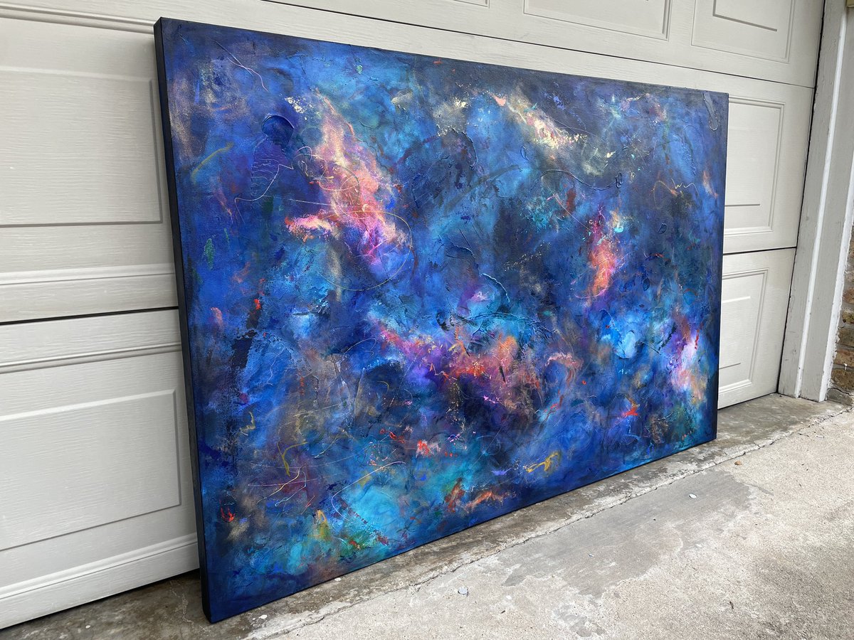 KatharineLigon's tweet image. “A Little Love Goes A Long Way” | Acrylic on Canvas | 60” x 40” 

Commissioned by Maggie, John, and Eleven Segrich.

P.S. Custom built canvas by Hal McFarland @htxhmc 

#lezbehonest #neighbors #houarts #abstractpainting  #contemporaryart #abstractexpressionism