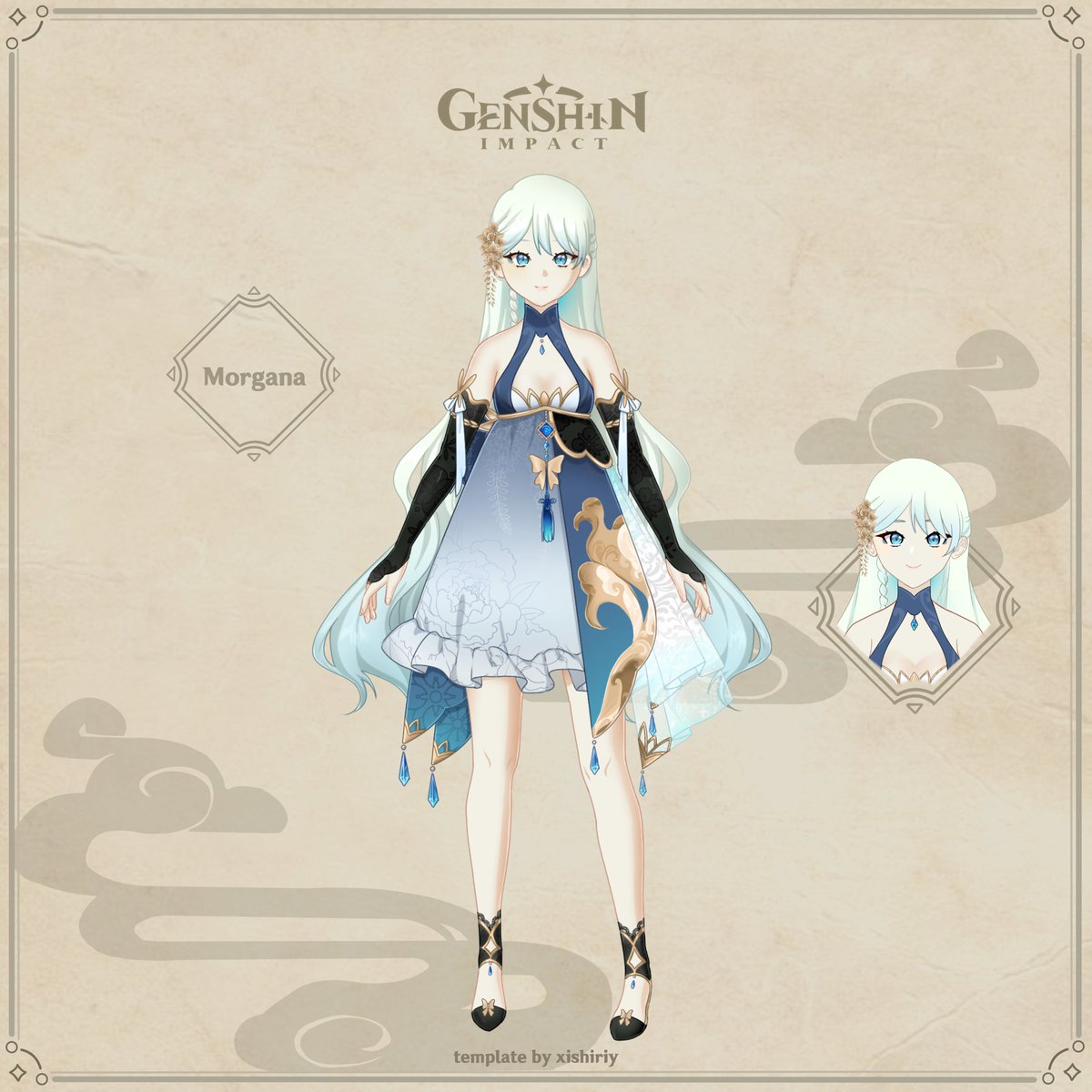 My genshin oc and her ref sheet