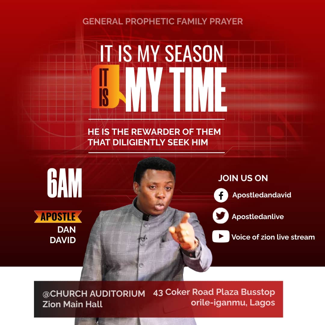 apostledandavid's tweet photo. It is your time and your turn to experience the blessings and breakthroughs that await you!

Join us tomorrow at 6am GMT +1 for the powerful General Prophetic Family Prayer across all platforms - Facebook, Twitter, YouTube, and Mixlr.
Don't miss it!
👇 👇 👇 👇 https://t.co/68QZGXmmha