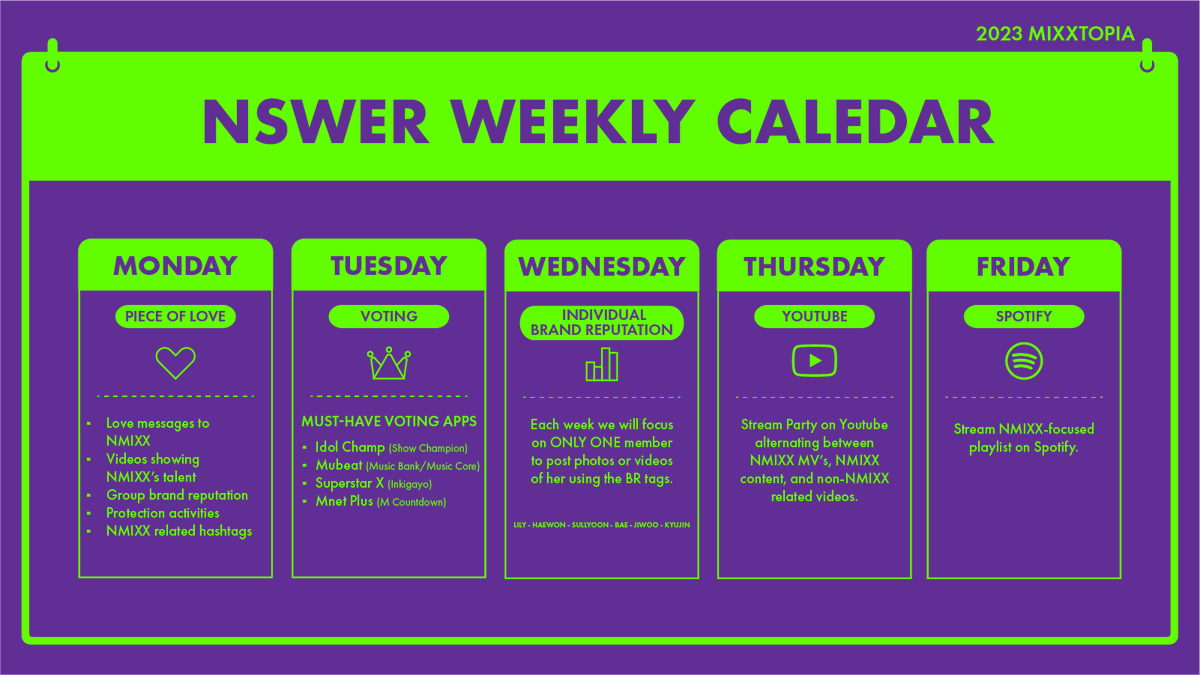 NMIXXnBillboard's tweet photo. ⚠️ATTENTION TO THIS NSWER!⚠️

Our activity calendar will return next Monday, July 31, we had stopped it due to promotions and comeback season, so as not to interfere with other activities proposed by other fanbases.

Please spread this information retweeting https://t.co/SnT7lNAefg