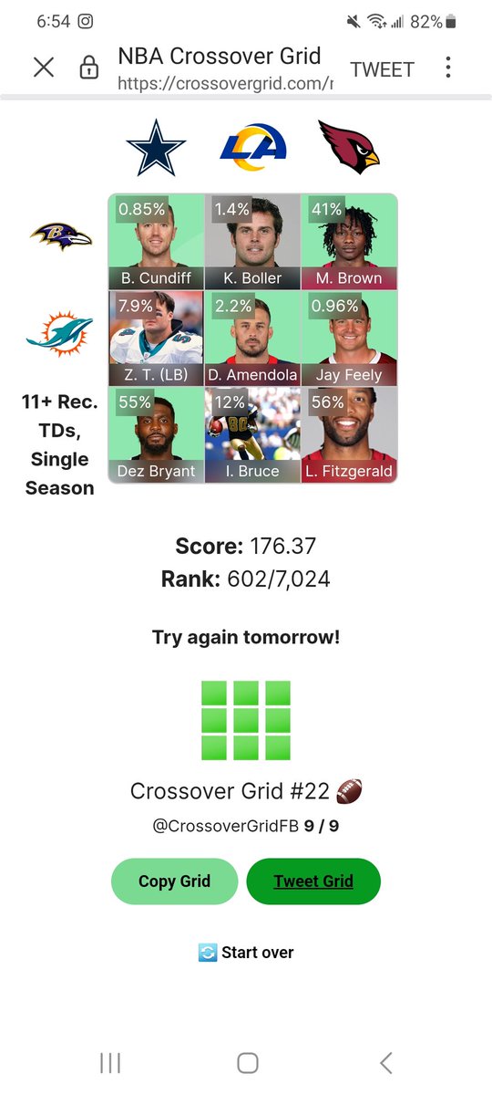 Crossover Grid #22 🏈 <a href="/CrossoverGridFB/">NFL Crossover Grid Iron</a> 9 / 9:  

🟩🟩🟩
🟩🟩🟩
🟩🟩🟩