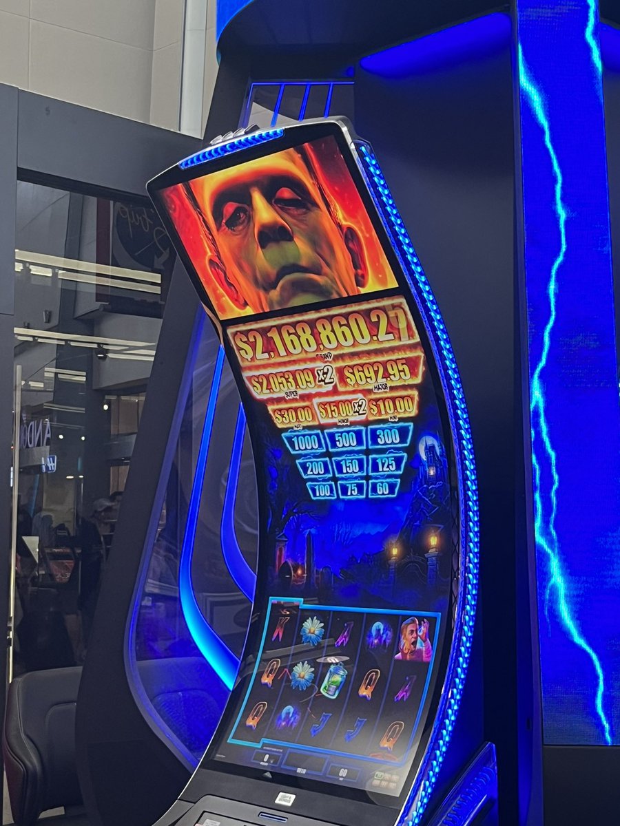 susangbarber's tweet image. Just landed in Vegas (currentky 113) for my last APSI of the summer and the first machine I see in the airport has Frankenstein branding. I’m feeling lucky!! #aplitchat