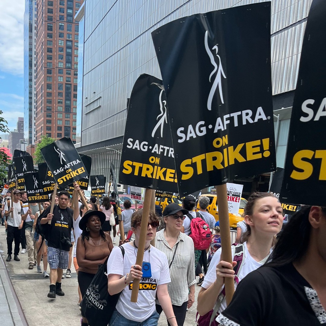 We're heading back out on the #SAGAFTRAstrike picket lines this week. #sagaftramembers are fighting for a fair contract. It's hard work, but someone's gotta do it. We'll see you out there. #SAGAFTRAstrong Get more info: sagaftrastrike.org