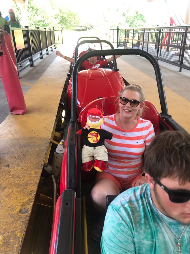 MrsNealscience's tweet photo. This past week Dino-Drax went with us to Six Flags over Texas. He knows this is the best place to study physics and Newton’s laws. Roller coasters are awesome! @ECISDScience @EctorCountyISD @wilsonyoungms https://t.co/NRTZsFz6hN