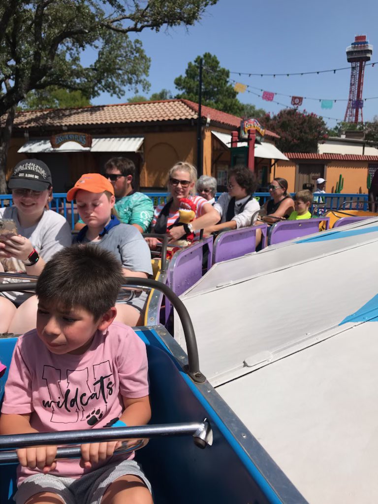 MrsNealscience's tweet photo. This past week Dino-Drax went with us to Six Flags over Texas. He knows this is the best place to study physics and Newton’s laws. Roller coasters are awesome! @ECISDScience @EctorCountyISD @wilsonyoungms https://t.co/NRTZsFz6hN