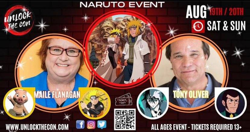 @UnlockTheCon with @TonyOliverVA and friend @maileflanagan Tickets on Sale $12 GA / $35 Front of Line / $89 Sunday Brunch Full Pricing Details on TIXR Page tixr.com/e/75732 #Unlockthecon #maileflanagan #tonyoliver #naruto #narutoshippuden #narutouzumaki #narutoforever