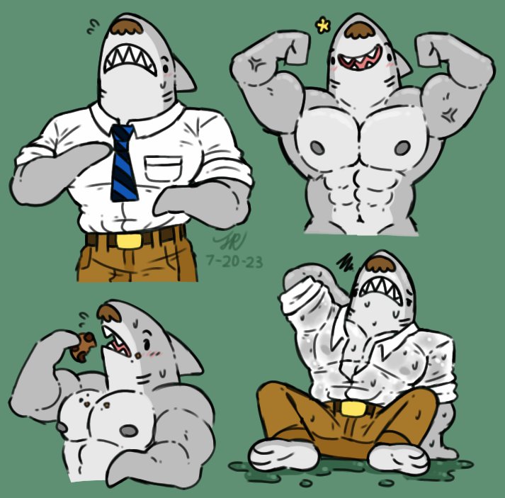 Chippybooru's tweet photo. SHARK WEEK HAS BEGUN!! And im kicking it off with a shark I really like!

Shark Dad from Cyanide &amp; Happiness! He deserved better tbh

#cyanideandhappiness #shark #sharkdad #sharkweek #sharkweek2023  #bara https://t.co/mKeyBX8pz7