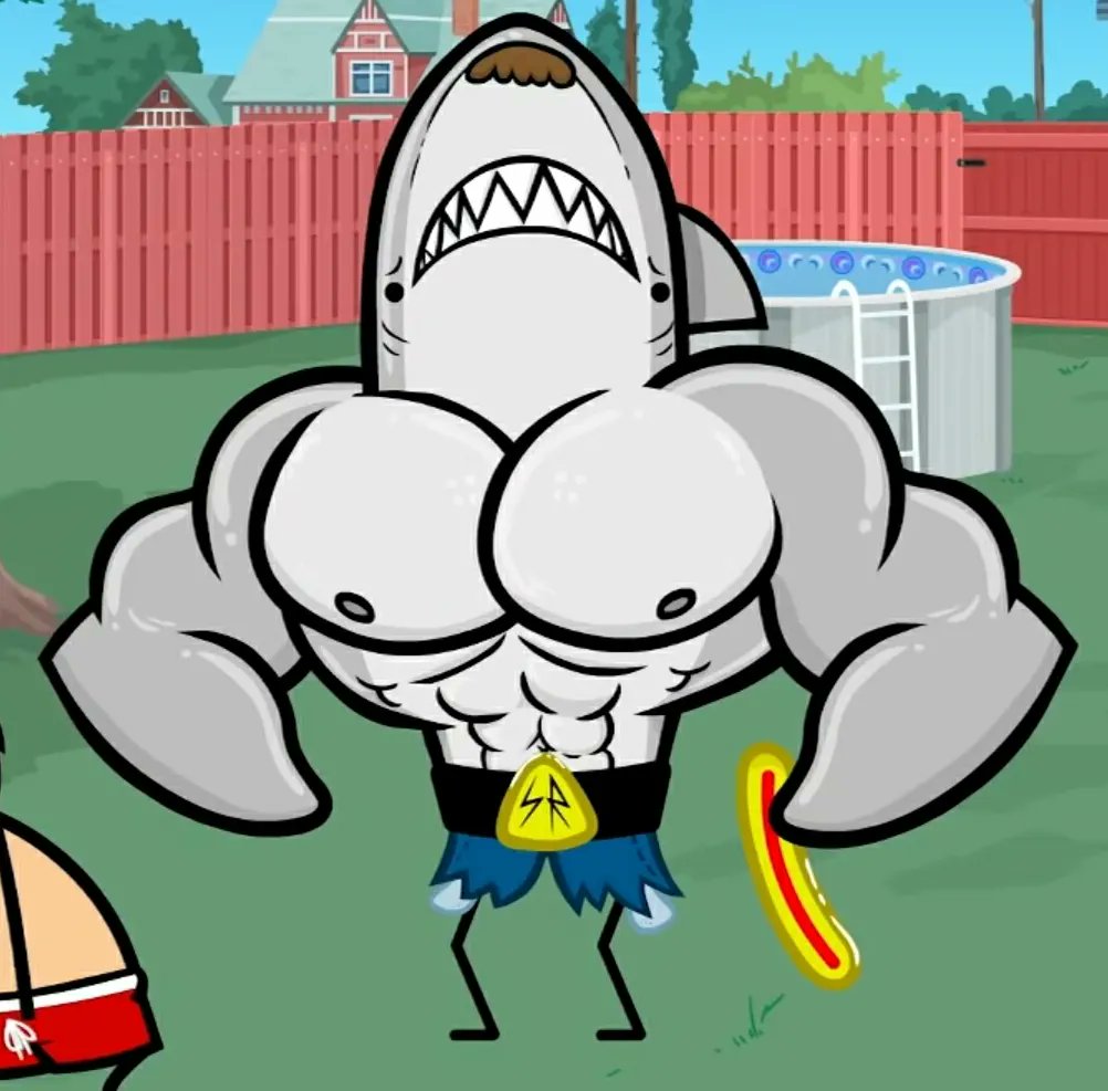 Chippybooru's tweet photo. SHARK WEEK HAS BEGUN!! And im kicking it off with a shark I really like!

Shark Dad from Cyanide &amp; Happiness! He deserved better tbh

#cyanideandhappiness #shark #sharkdad #sharkweek #sharkweek2023  #bara https://t.co/mKeyBX8pz7