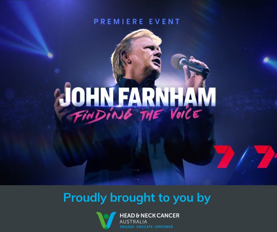 Tonight #HeadandNeckCancerAustralia has the great privilege of bringing you John Farnham: Finding the Voice on Channel 7.

#JohnFarnham #FindingtheVoice #JohnFarnhamMovie  #YouretheVoice #SevenNetwork #WHNCD #WHNCD23 #WhattheHeck #HeadandNeckCancer #HNC #OralCancer #MouthCancer