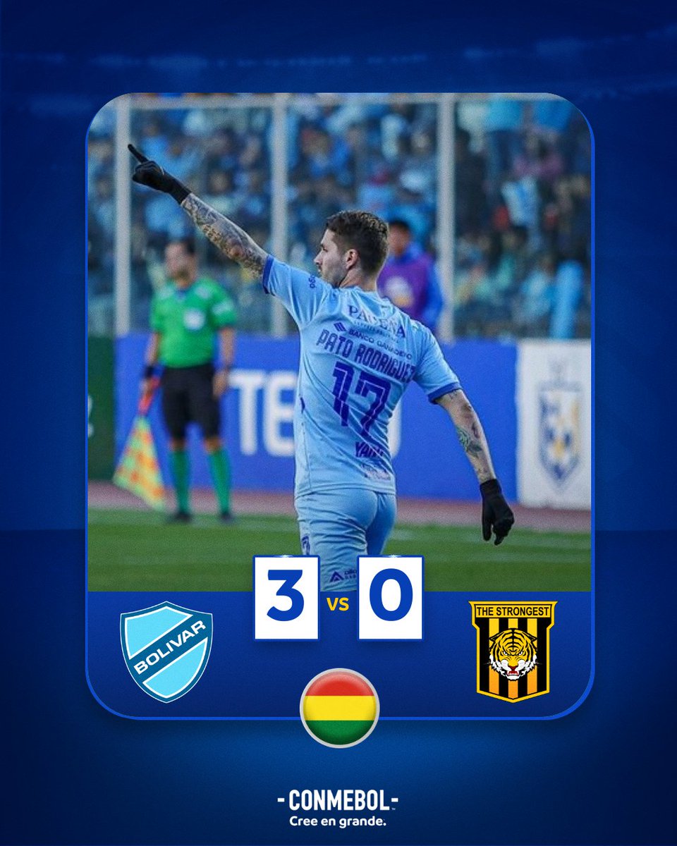 CONMEBOL's tweet image. 🔵🇧🇴 ¡Goleada de @Bolivar_Oficial en el clásico de Bolivia!

🤩 Fue 3⃣-0⃣ ante @ClubStrongest en La Paz. 

📷 Bolívar

#CreeEnGrande