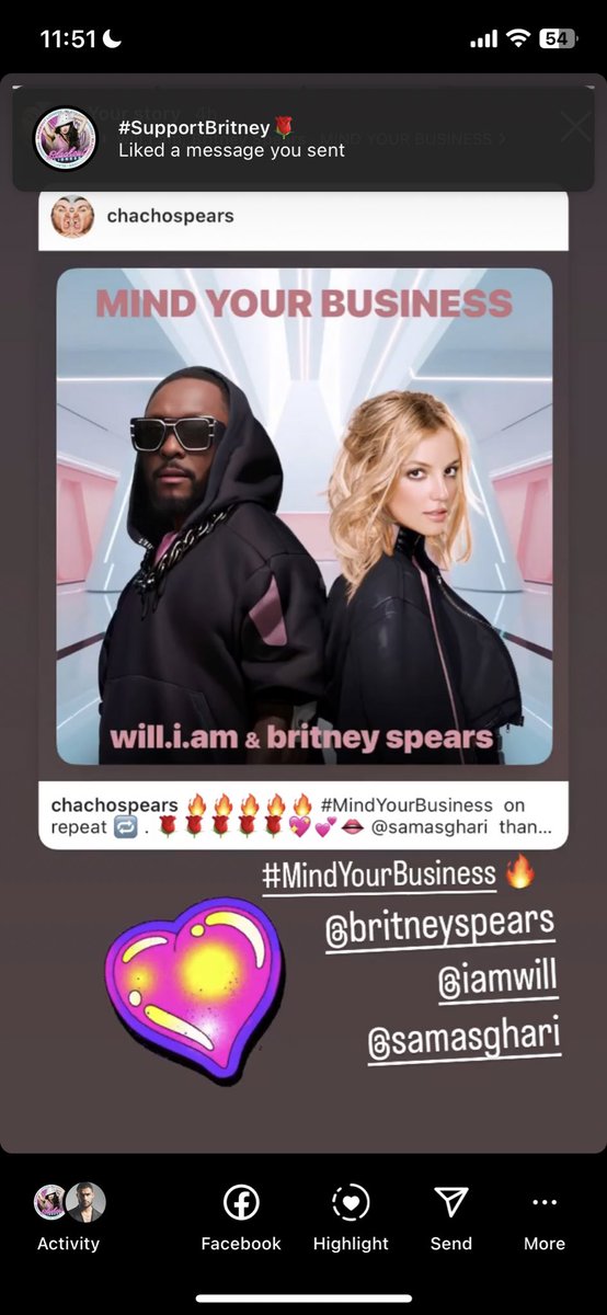 ChachoSpears's tweet photo. Sam Asghari is been very supportive of #MindYourBusiness by #BritneySpears x #WillIAm ✨  please try to post positive comments  Britney might be lurking as well.    Continue streaming and buying the song.  Let’s show how much we love and #SupportBritney 💖💕🌹 https://t.co/kEYpusmYjI
