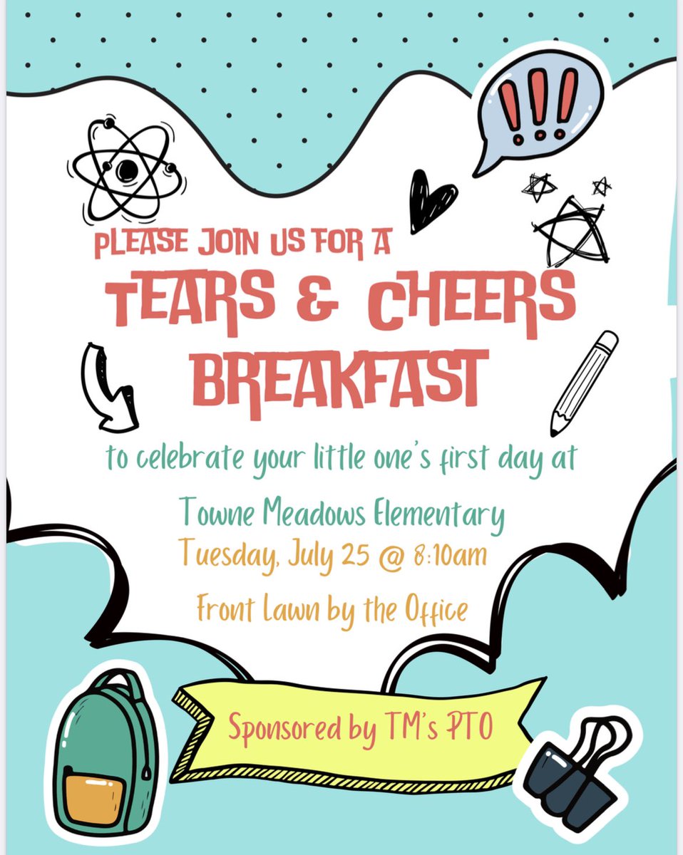 Stop by the Tears and Cheers Breakfast for a treat after the kids head inside on Tuesday.  Thank you <a href="/TM_Wolfpack/">Towne Meadows Wolfpack</a> for sponsoring this tradition. #townemeadows