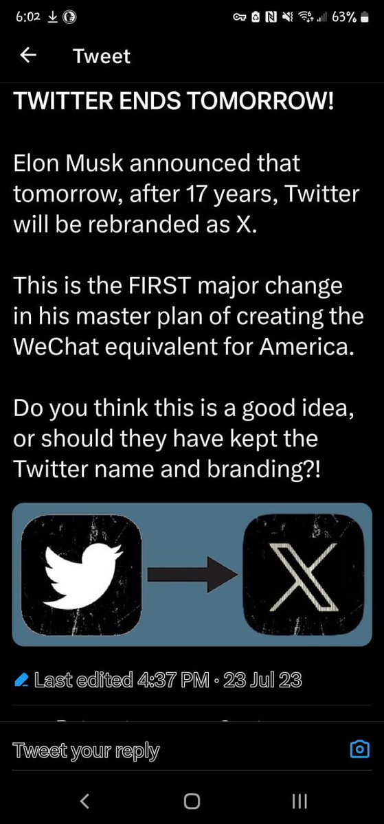So Twitter will be X, and we'll all be posting X's and re-X's? Ridiculous! The blue bird is iconic!

#Xvideos, #GoodbyeTwitter, #XÆA_12, #TheX, #SoTwitter