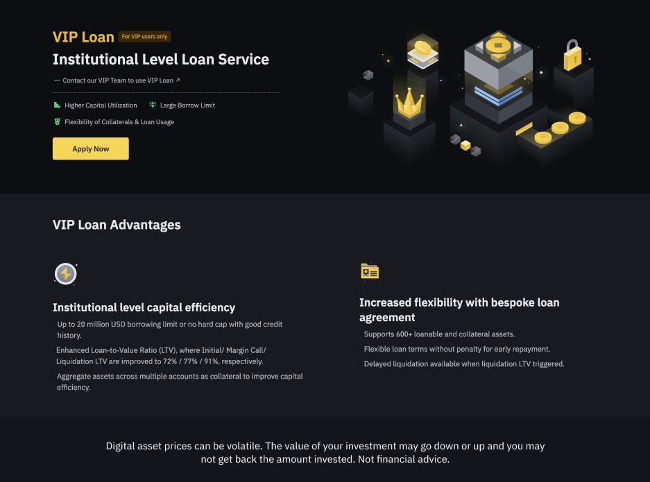binance's tweet photo. Gain access to institutional level loans with #Binance VIP.

Our latest #BinanceBuild update makes it easy to apply for low cost, high liquidity loans.

Learn more ➡️ https://t.co/sZqutVarYv https://t.co/8ZYpIyZ0xm