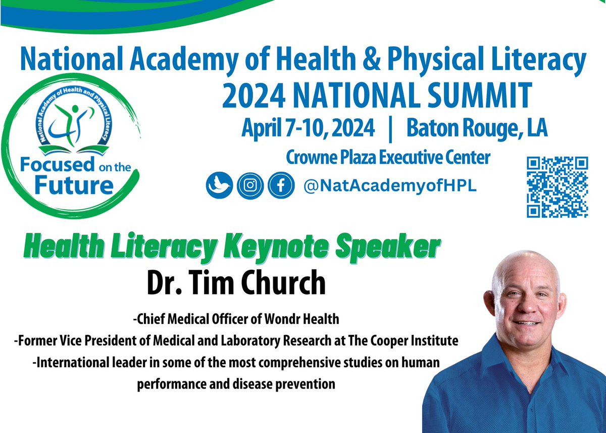 📣We are thrilled to introduce our esteemed Health Literacy keynote speaker for the #NAHPLNationalSummit - Tim Church, a visionary entrepreneur &amp; healthcare innovator, Dr. Church is at the forefront of revolutionizing the way we approach health &amp; wellness.