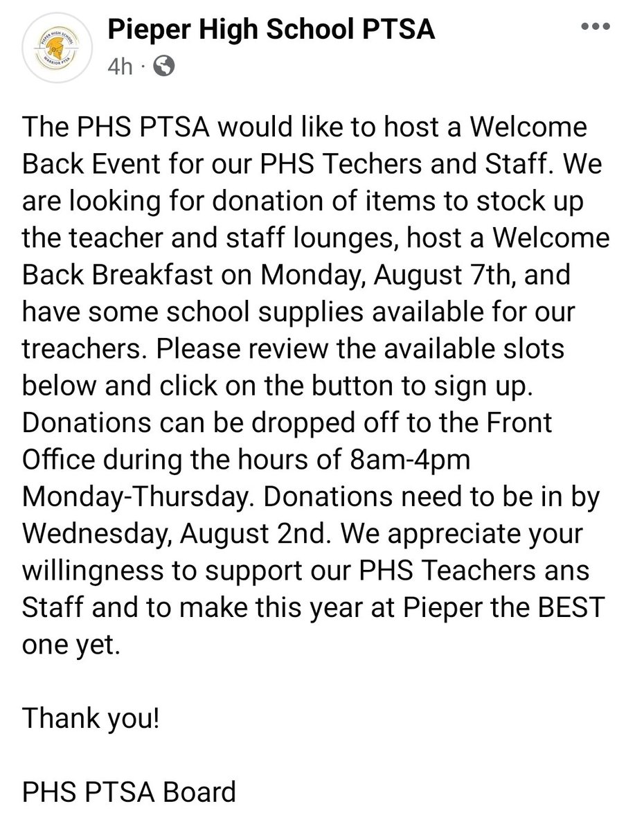 Pieper HS PTSA tweet media