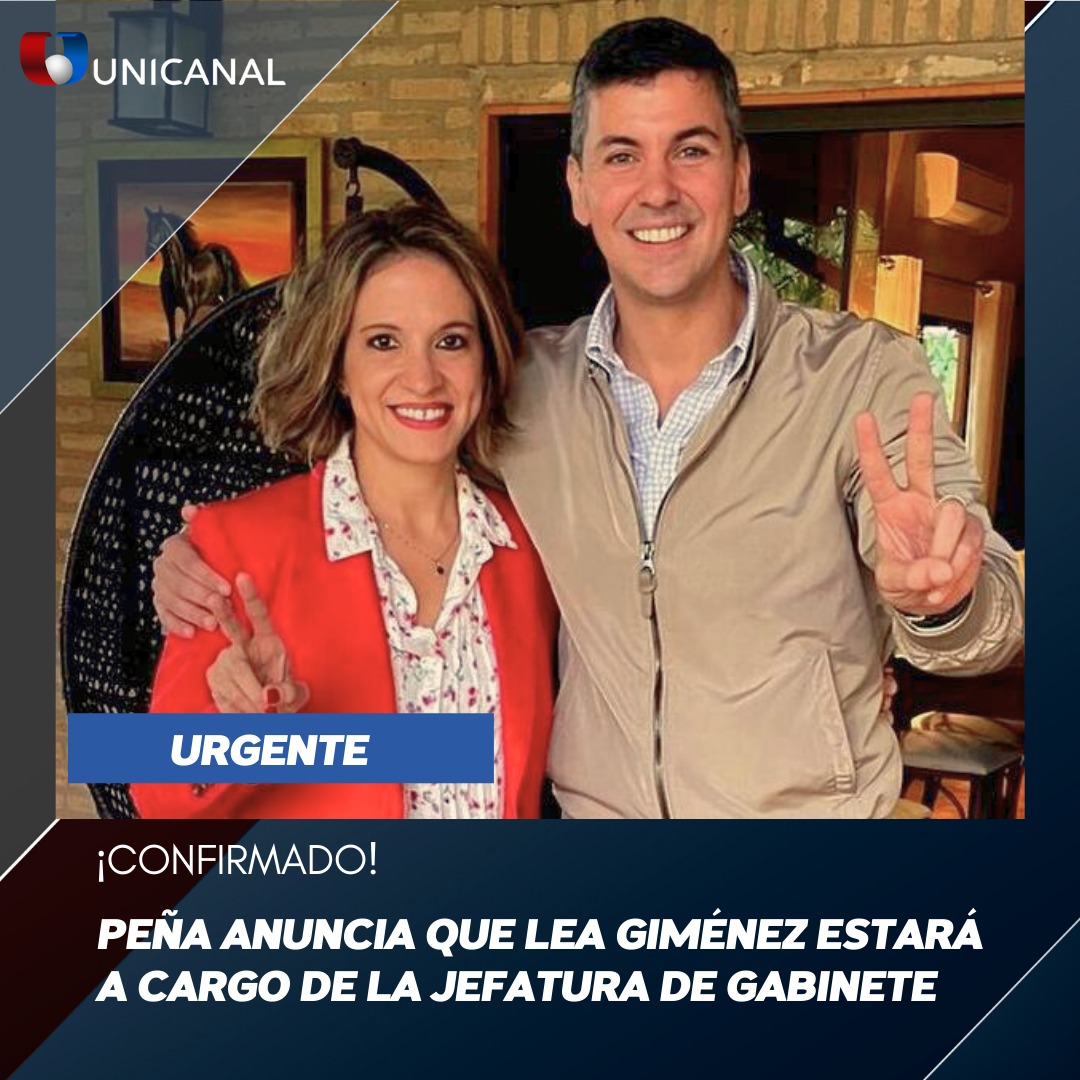 Unicanal's tweet photo. AHORA🔴 |
📌Lea Giménez estará al frente de la jefatura de Gabinete del próximo gobierno.

👉Así lo confirmó Santiago Peña, presidente electo de la República, en el programa #COCPy📺

#Unicanal📺 https://t.co/6eF7UrdsyB