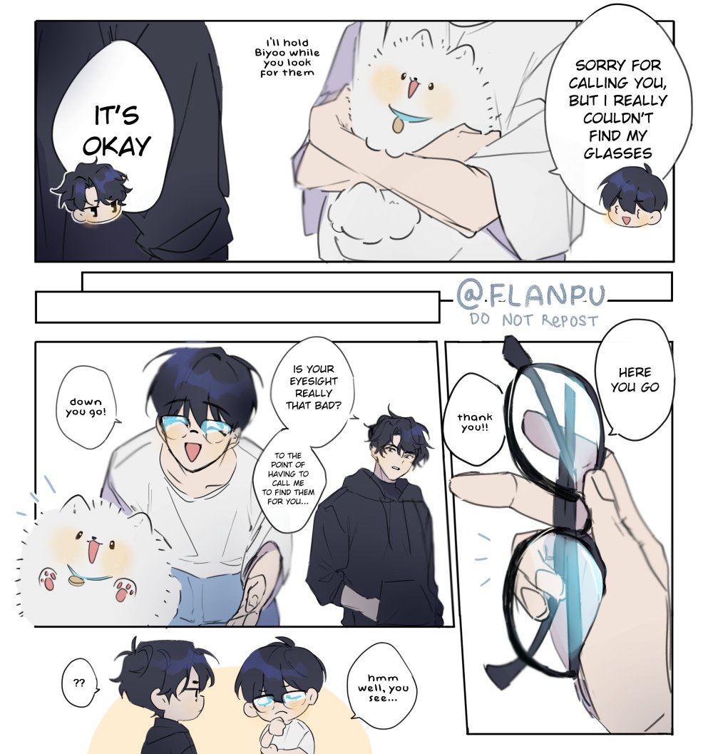 Joongdok from before in which kdj can't really see anything without his glasses and when he misplaces them he has to call for help (+ biyoopup)