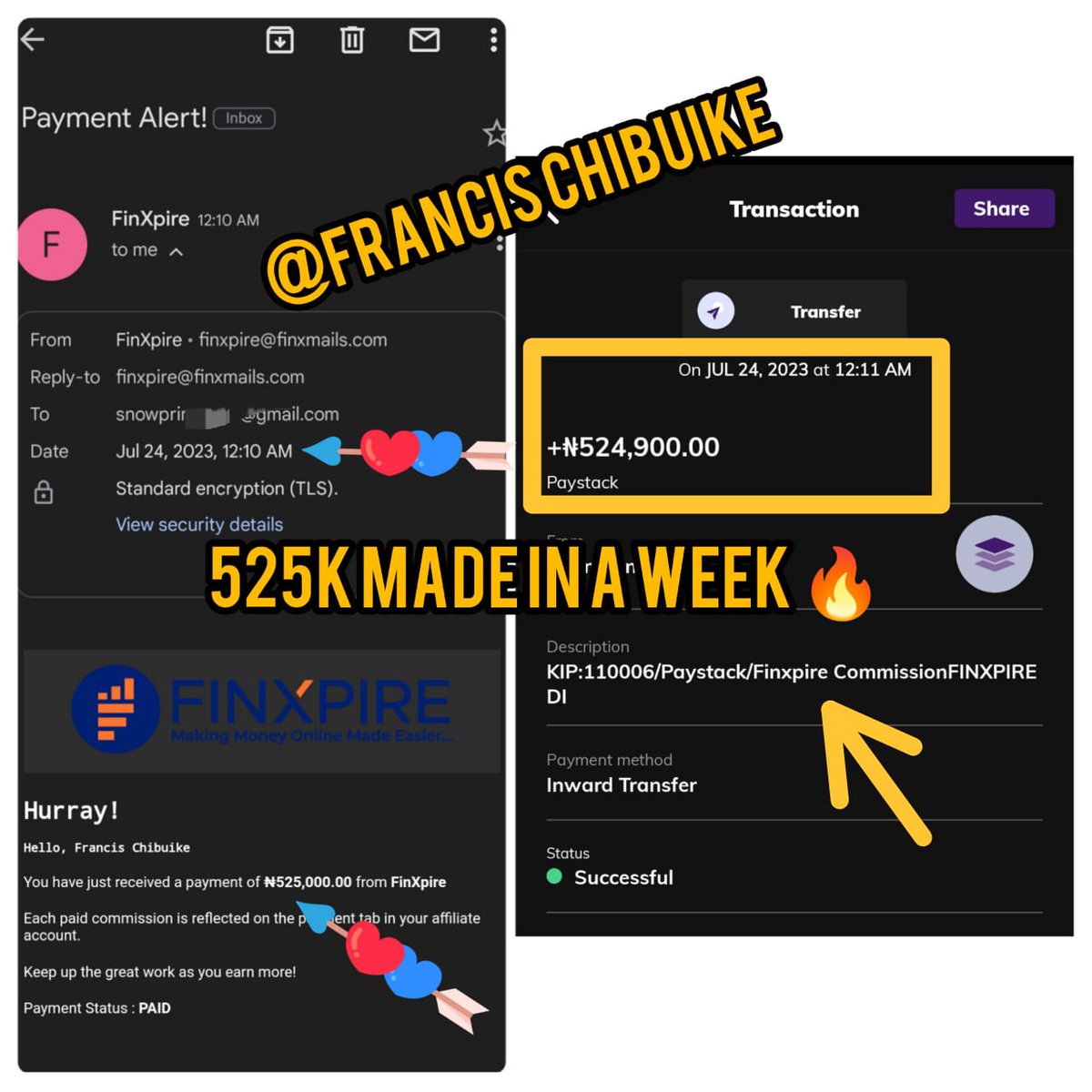 PrinceOfMaketin's tweet photo. I got paid #502k last week Monday & today over #525k made in a week π₯
How do I explain to my parents that I made 1 Million naira in 2 weeks online π
@FinXpire Just dey spoil me every week with credit alerts π
Affiliate marketing is a Life changer π― https://t.co/jh3ybu2D5N