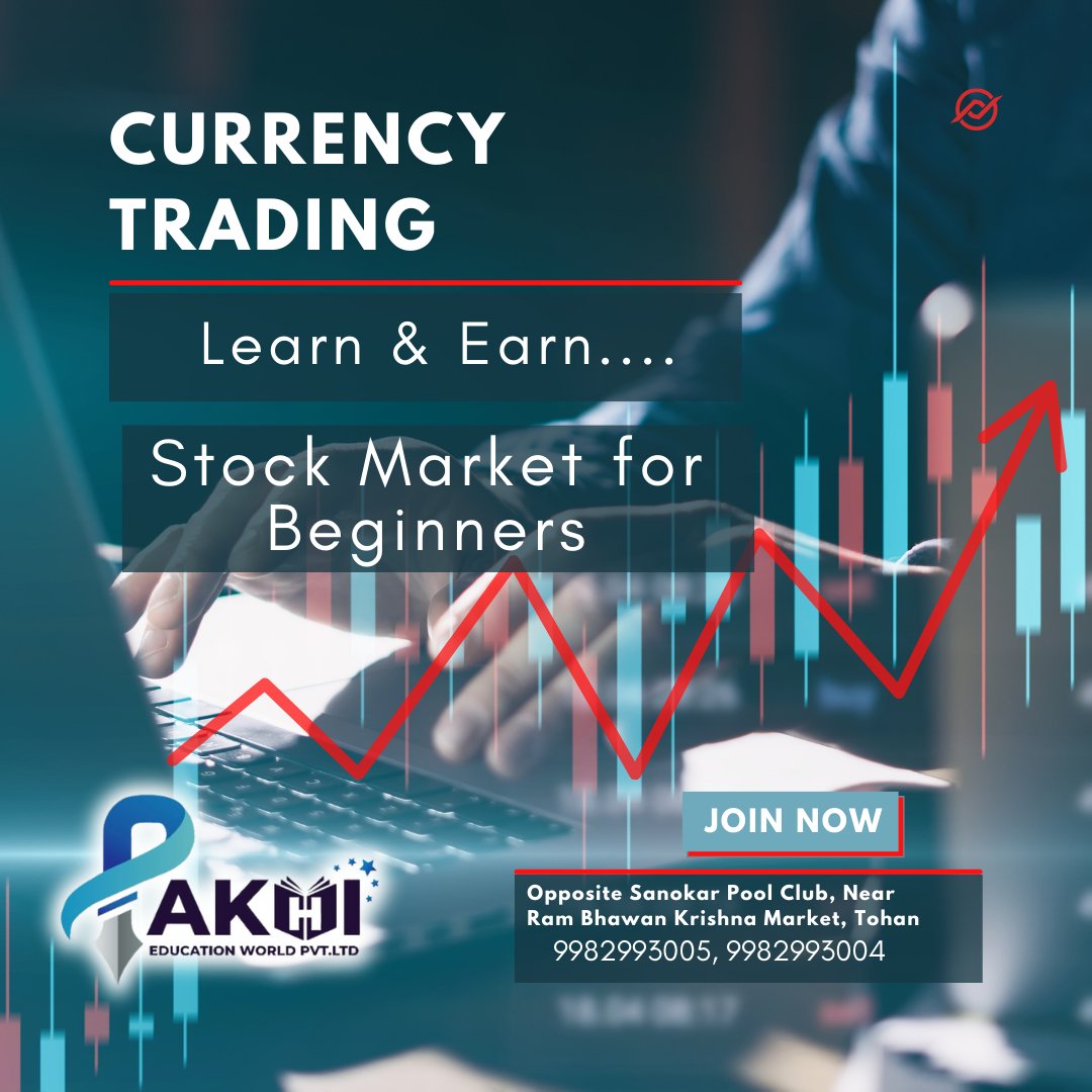 Currency Trading
Lear & Earn...
Stock Market for Beginners....
Join Now : Pakhi Education
Opposide Sanokar Pool Club, Near Ram Bhawan Krishana Market Tohana...
Contact No. 9982993004,9982993005. https://t.co/PHognnhZAQ