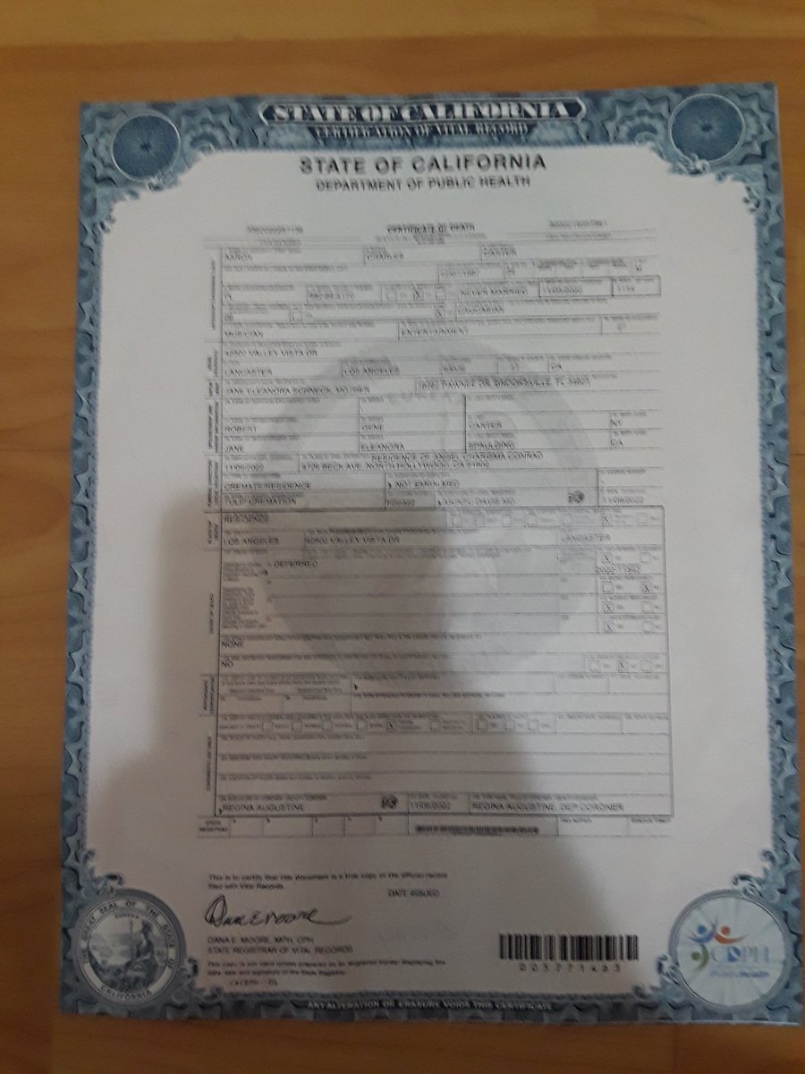 JonaanMaria's tweet photo. HERES MY DEATH CERTIFICATE OF AARON CARTER MY HUSBAND AND LOVING WIFE.  MRS. JONAAN CARTER MUSNI JAOCHICO AND IM GOING TO OUR HOME IN LANCASTER BOULEVARD.  LAB YAH! https://t.co/VZEzBDNChl