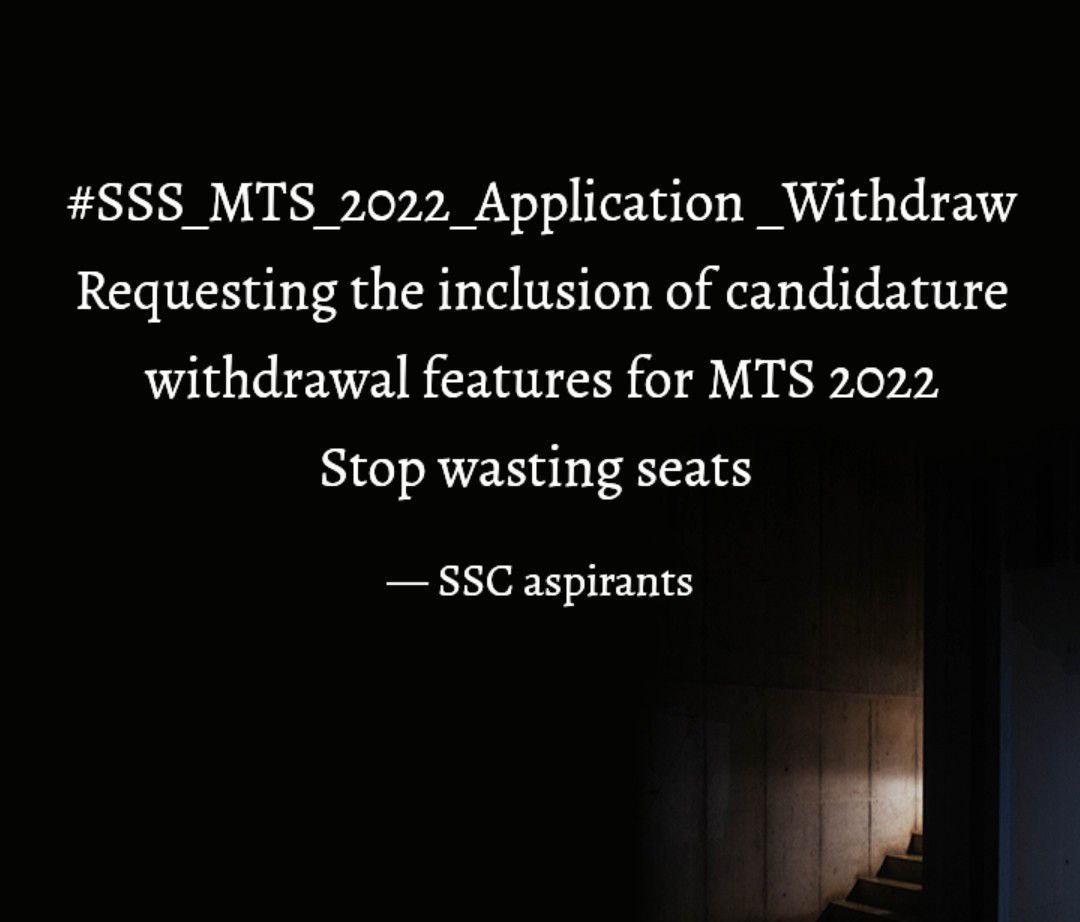 a_b_h_i_singh_1's tweet photo. 1 VACANCY=1 LIFE

RESOLVE SEAT WASTAGE ISSUE IN MTS 2022 EXAMINATION

#SSC_MTS_2022_Application_Withdraw 

@DoptSecretary @DOPTGoi
@DrJitendraSingh 
@narendramodi  @TheLallantop @ANI https://t.co/ywjtLM5ig3